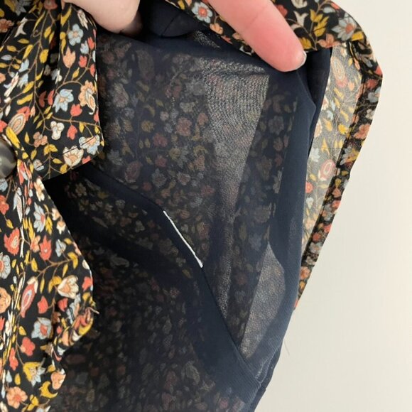 Madewell Georgette Smocked-Cuff Button-Front Shirt in Folktale Paisley Size 12 - Picture 4 of 6